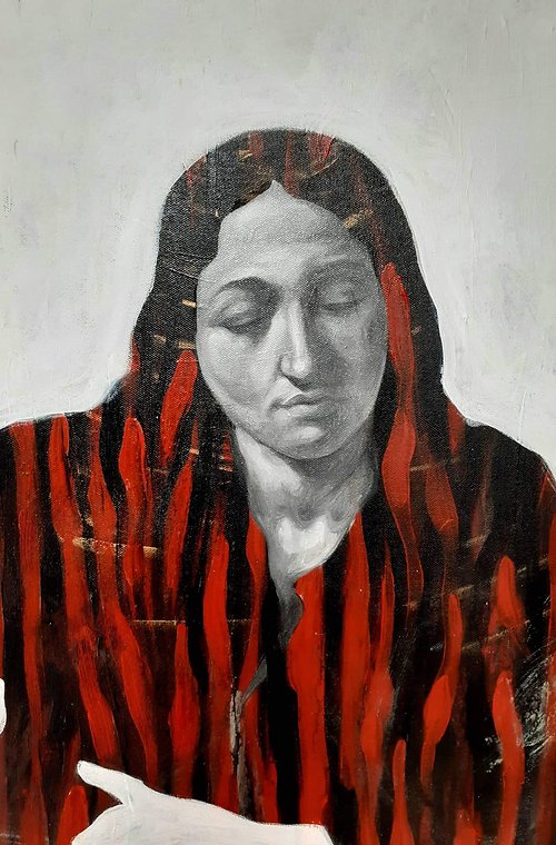 Detail from Supper at Emmaus (after Caravaggio) - Mixed Media on Canvas - 120cm x 150cm